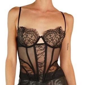Victoria's Secrect Black Lace Bustier Corset Size 36C